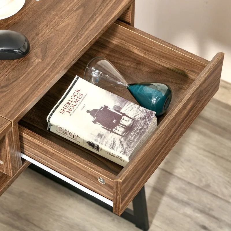 HOMCOM Compact Computer Desk Workstation for Modern Office Study Writing with Drawer Storing Box, Home Furniture, Natural