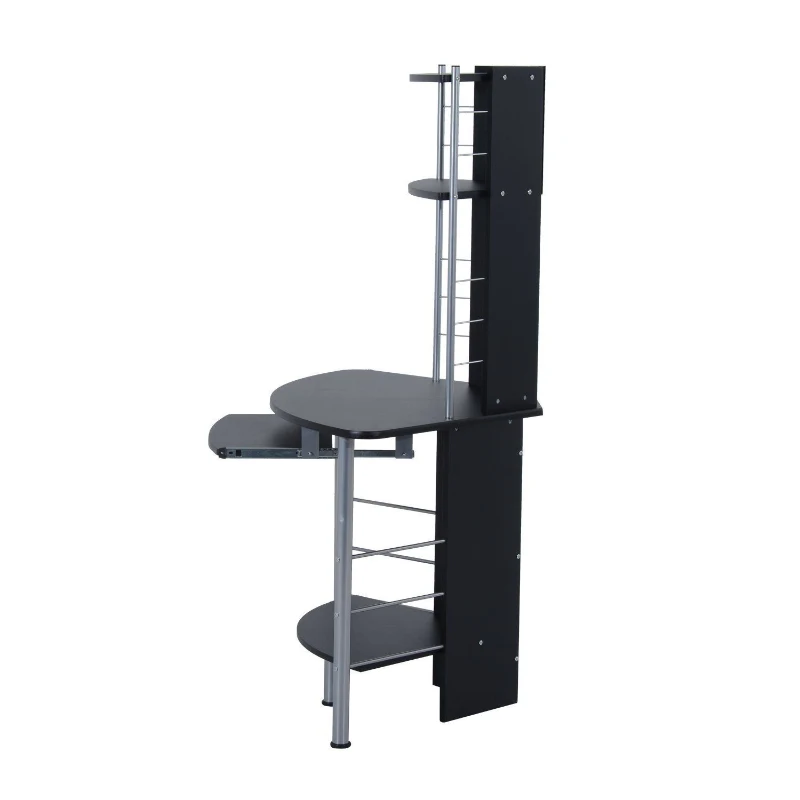 HOMCOM Corner Computer Desk Table with Keyboard Tray CPU Stand Printer Platform Black