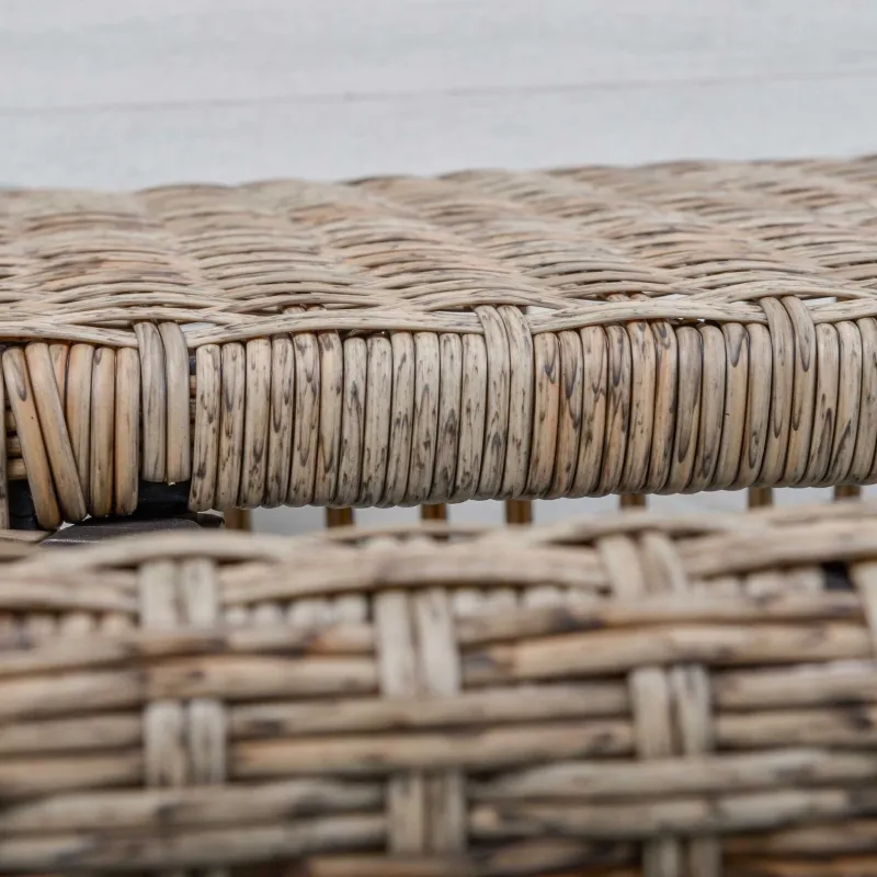 Outsunny Outsunny Rattan Wicker Coffee Side Table with Double Lift Top Design, Large Storage Space, Rust-Fighting Steel Frame for All Weather for Outdoor, Patio, Garden, Backyard, Brown