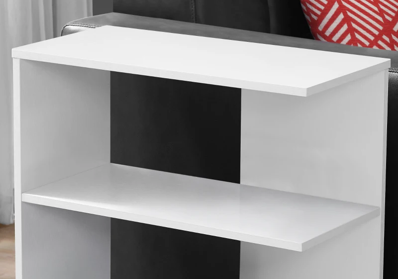 Monarch 24" Contemporary 3-Tier Wood Grain Storage Side Accent Table - White Finish