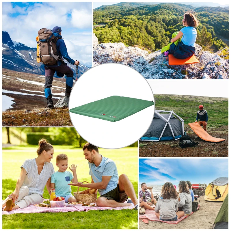 Outsunny Self-Inflating Comfortable Air Mattress / Sleeping Pad with Durable Design, Great for Camping or Family, Green