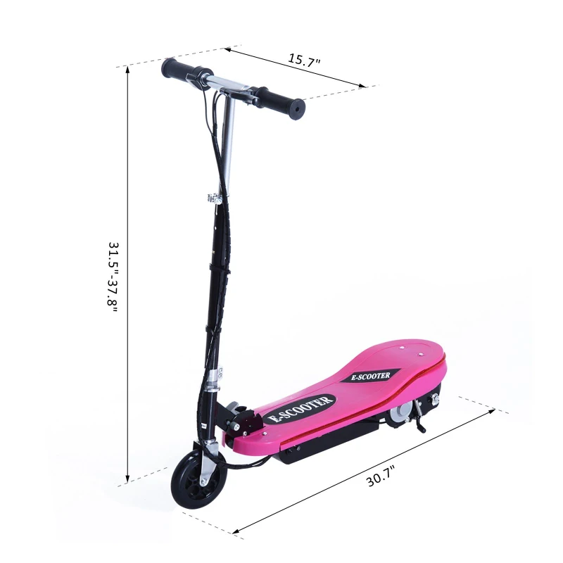 Qaba Adjustable Folding E-Scooter with LED Light Battery Powered Motorized Bike Electric Scooter 24V 4.5AH for Teens Pink