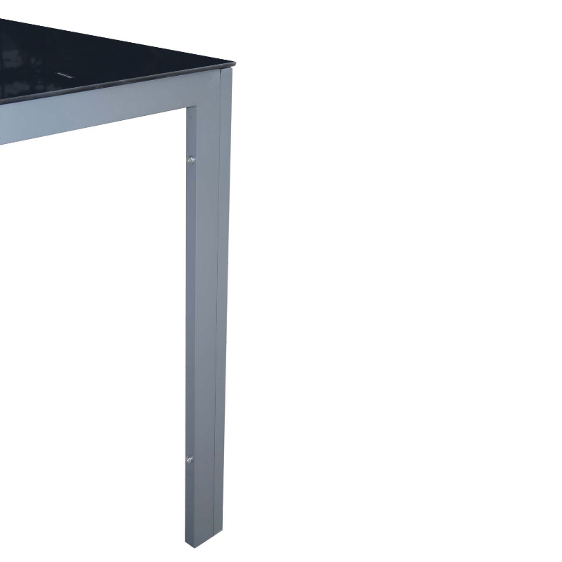 Outsunny 34"x34" Garden Table Dining Desk Tempered Glass Tabletop Backyard Aluminum