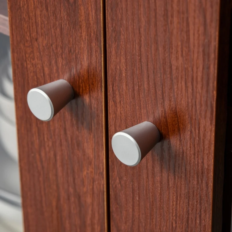 HOMCOM Kitchen Buffet Table Cabinet Storage Sideboard Server Console with Framed Acrylic Doors and Tabletop, Brown