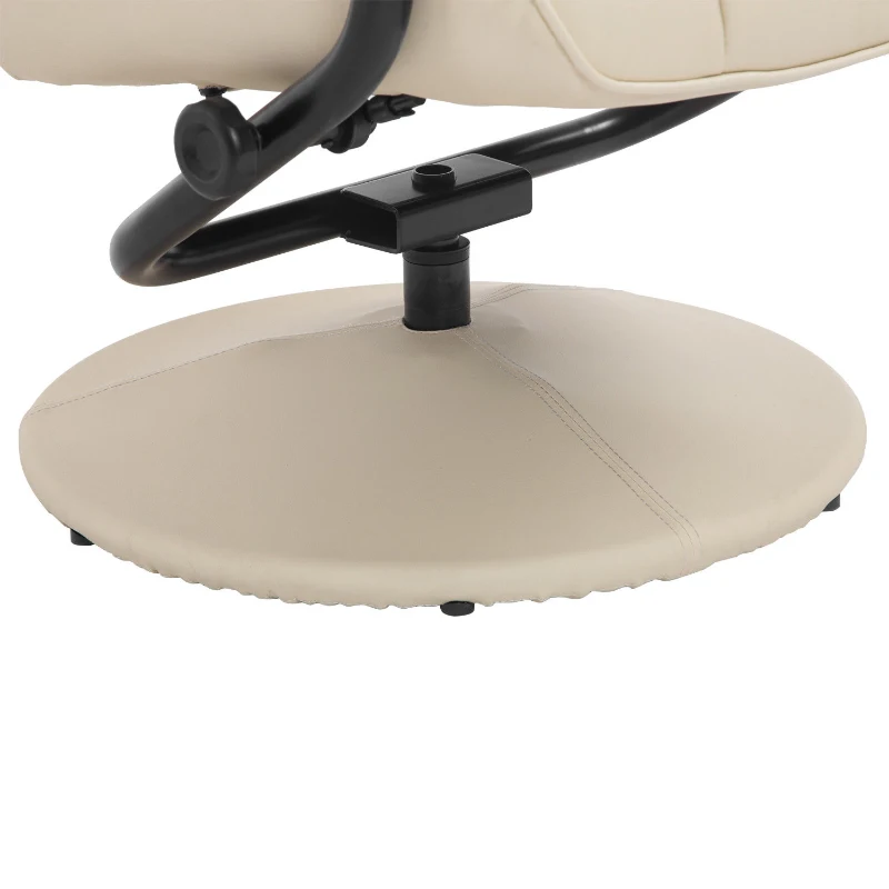 HOMCOM Contemporary Recliner Chair and Ottoman Set Swivel Armchair with Wrapped Base Cream