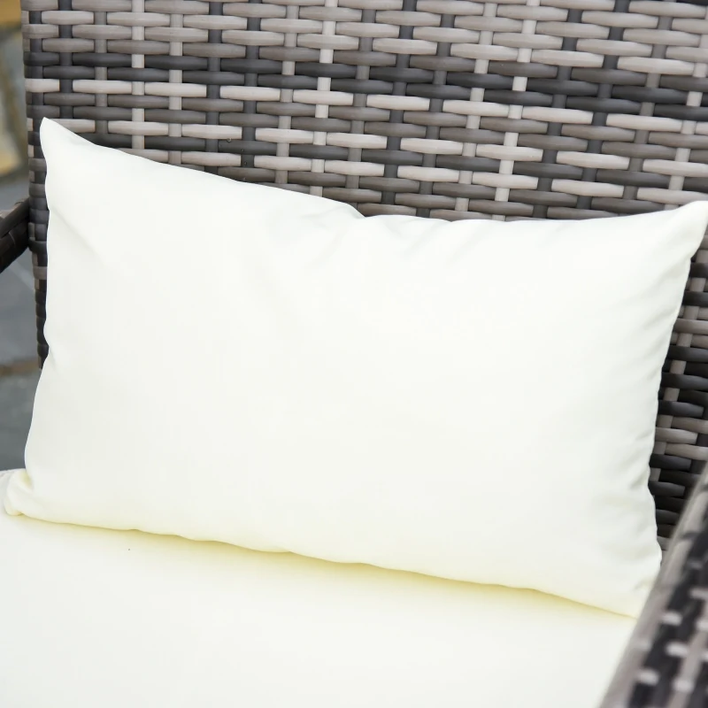 Outsunny Patio Wicker Adirondack Chair, All-Weather Rattan Fire Pit Chair with Soft Cushions, Tall Curved Backrest and Comfortable Armrests, Mixed Brown & Cream White