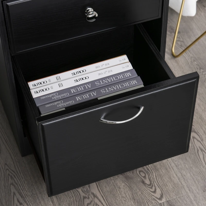 HOMCOM L-Shaped Corner Computer Desk PC Workstation Student Writing Table with Storage Shelf & Drawers, Black