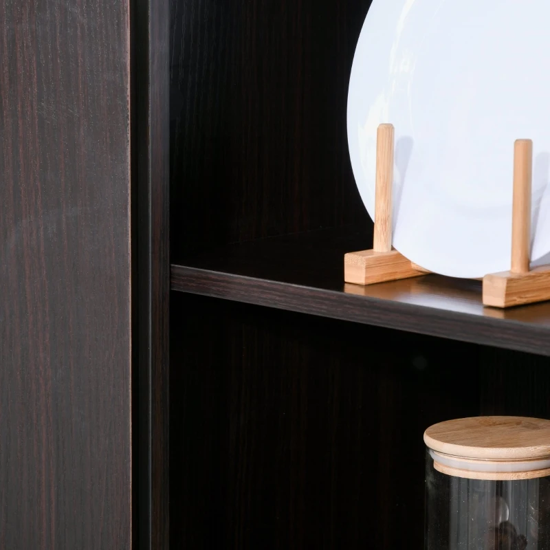 HOMCOM 71" Freestanding Kitchen Pantry Cabinet, Tall Storage Cabinet with 4 Doors and Drawer for Dining Room, Coffee