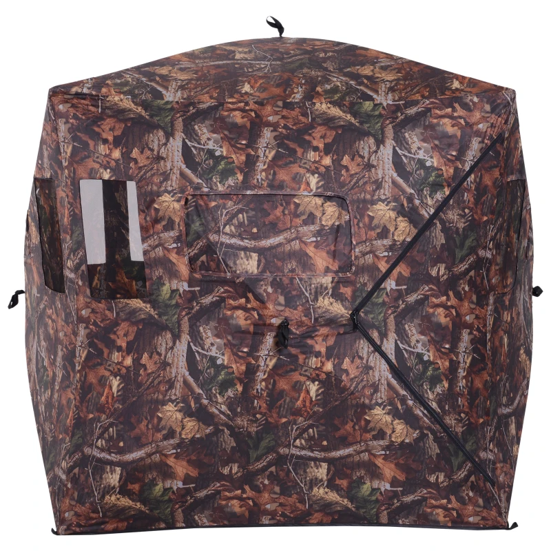Outsunny Portable Ground Hunting Tent Shooting Birdwatching Blind Hide Tent w/ Carry Bag 2-3 Person Camouflage