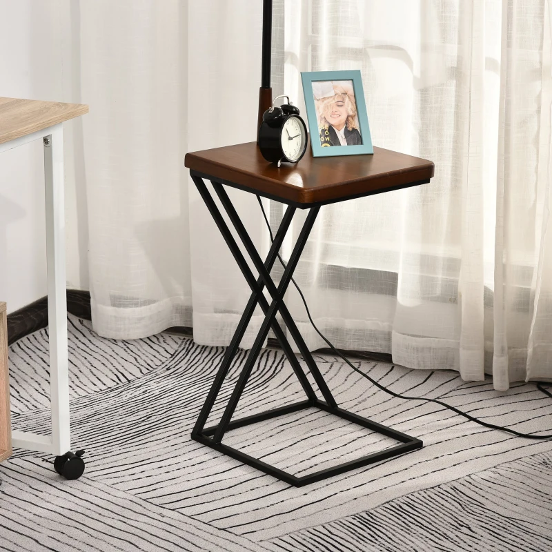 HOMCOM 65" Floor Lamp with Table Extendable and Retractable Arm E26 Steel