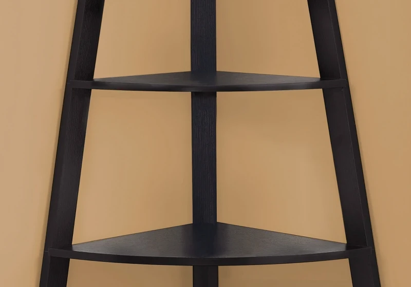 Monarch 60" Wood Grain-Look 5-Tier Corner Accent Display Bookcase - Cappuccino Brown Finish