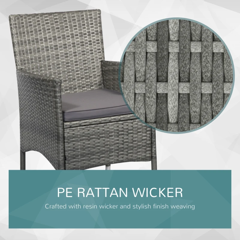 Outsunny 2 Piece Patio Armchair Wicker Chair Outdoor Modern PE Rattan w/ Cushion Grey