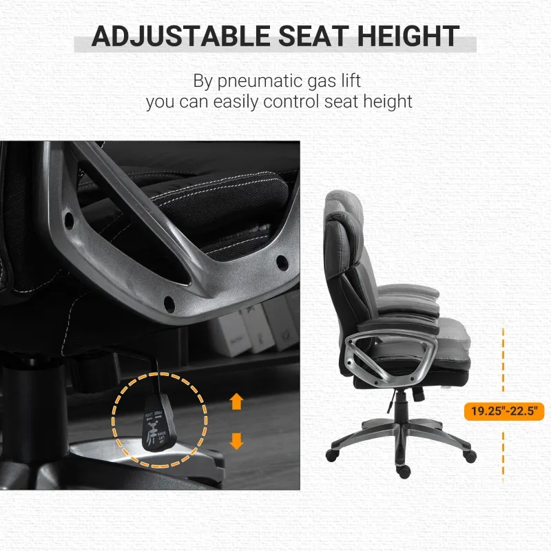 Vinsetto High Back Home Office Chair PU Leather Swivel Chair w/ Adjustable Height, Black