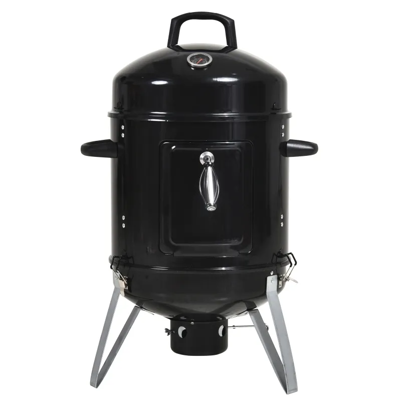 Outsunny 16" Charcoal Smoker Grill for Outdoor Cooking, Black