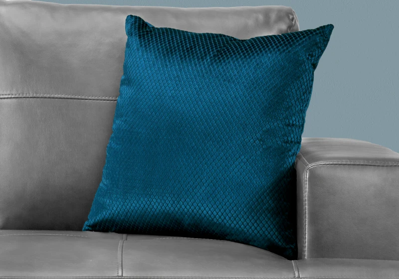Monarch 18" x 18" Diamond Velvet Throw Pillow (1 pc) - Steel Blue