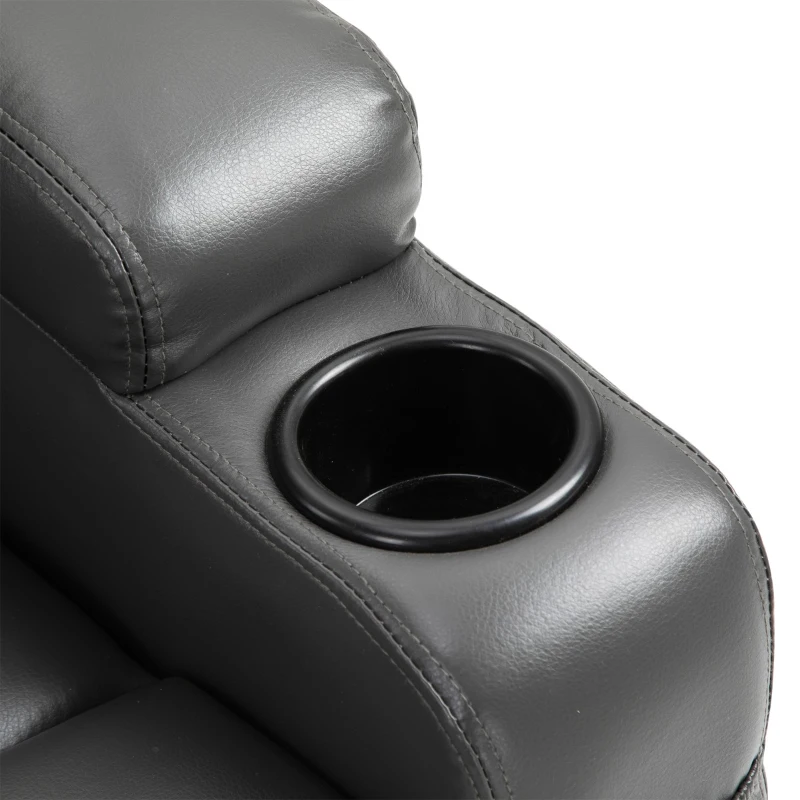HOMCOM Electric Power Massage Recliner Chair PU leather w/ 8-Point Vibration Waist Heating, USB Port, Dark Grey