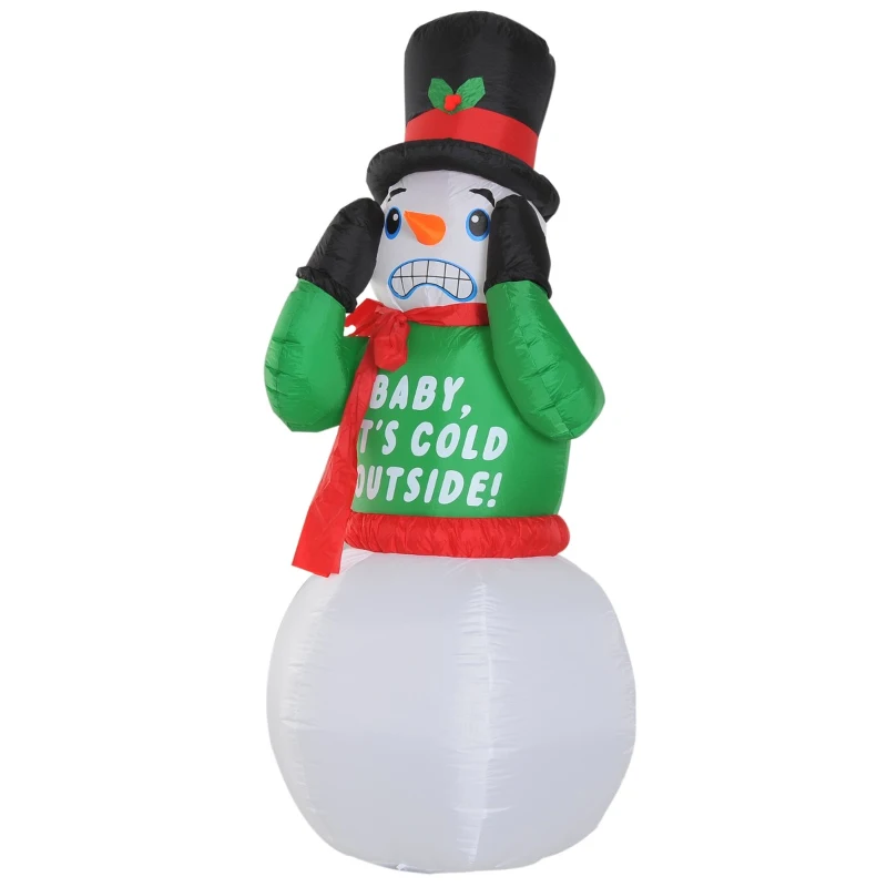 HOMCOM 7ft Christmas Inflatable Animated Shivering Snowman, Outdoor Blow-Up Yard Decoration with LED Lights Display