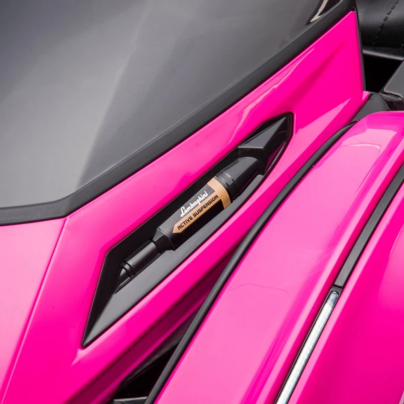 Aosom 12V Electric Ride-on Car, Licensed Lamborghini V12 Vision Gran Turismo Battery-Powered Ride-on Toy with Remote Control, Bluetooth, Music, LED Lights, for 3-6 Year Old Boys and Girls, Pink