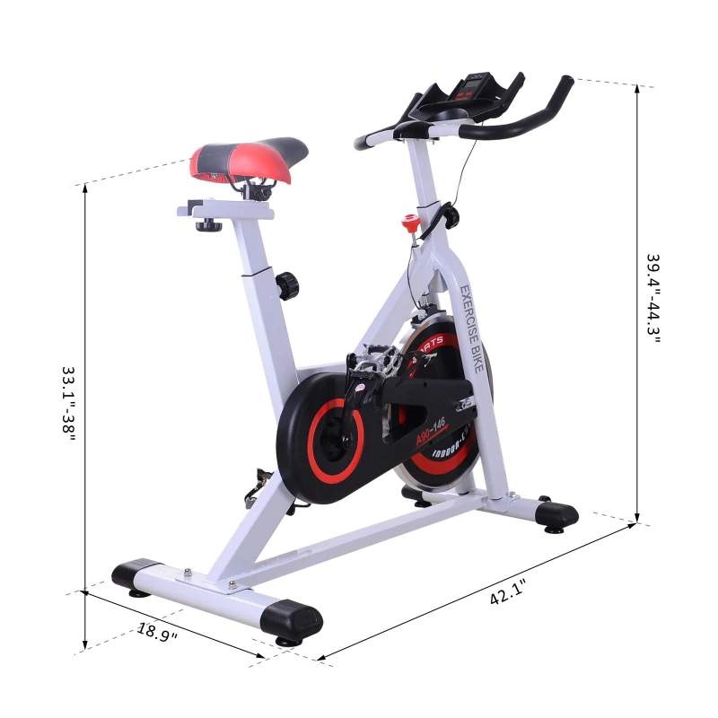 Soozier 18 lb Flywheel Indoor Stationary Bike with LCD Monitor, Adjustable Height & Resistance, & Pedal Cage