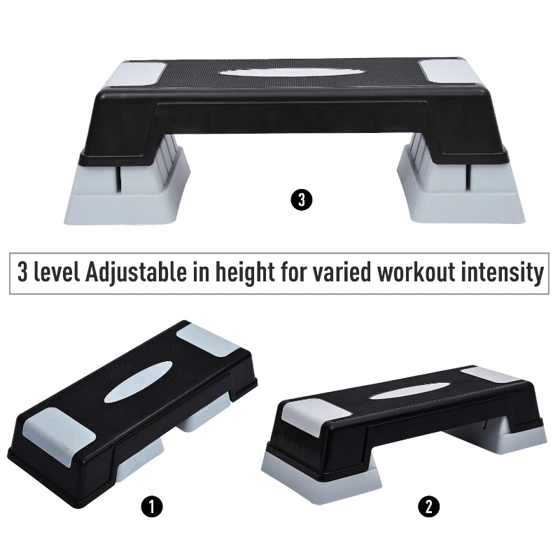 Soozier Aerobic Stepper 3-Level Riser Fitness Cardio Workout Steps 4.7" - 6.7" - 8.7"