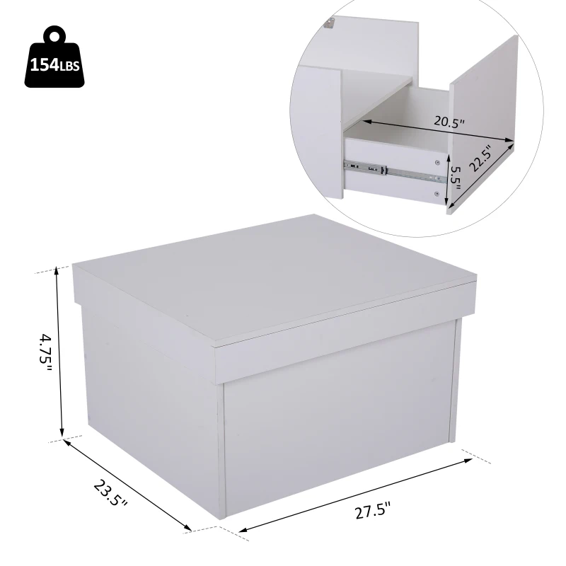 HOMCOM Ample Capacity Shoe Cabinet Box Bench w/ Drawers Particleboard White