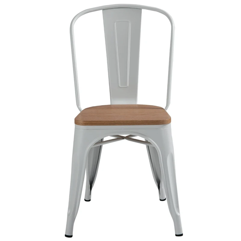 HOMCOM 3 Piece Industrial Style Dining Table Set, Small Kitchen Table and Chairs for 2,Steel Frame and Wooden Top,White