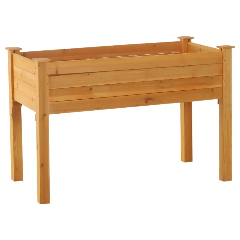Outsunny 48" x 24" Raised Garden Bed Elevated Wooden Planter Box for Backyard, Patio, Balcony