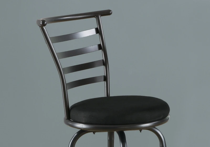 Monarch 2 Piece 43" Contemporary Microfiber Seat Slat-Back Metal Framed Swivel Barstool Chair Set - Black / Grey Finish