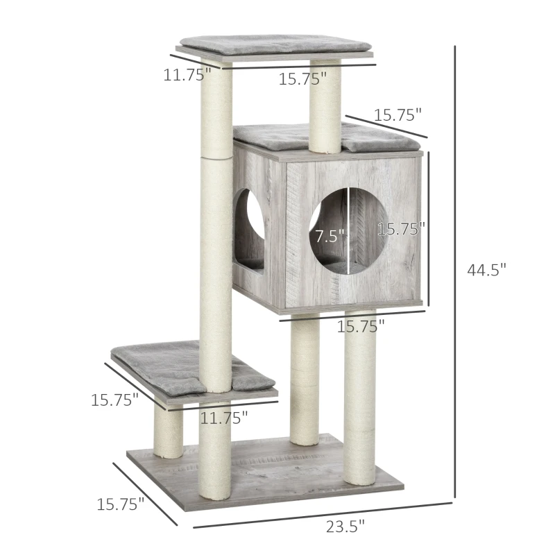 PawHut Plush Cat Tree Tower Activity Center with Scratching Posts Condo Perch Cushion