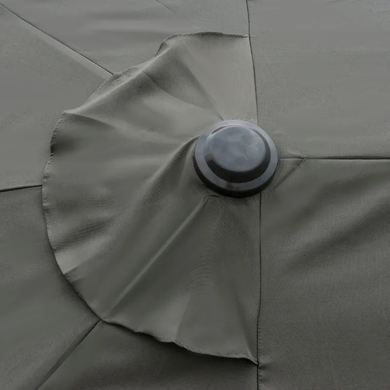 Outsunny Patio Umbrella 15' Steel Rectangular Outdoor Double Sided Market with base, UV Sun Protection & Easy Crank for Deck Pool Patio Dark Gray