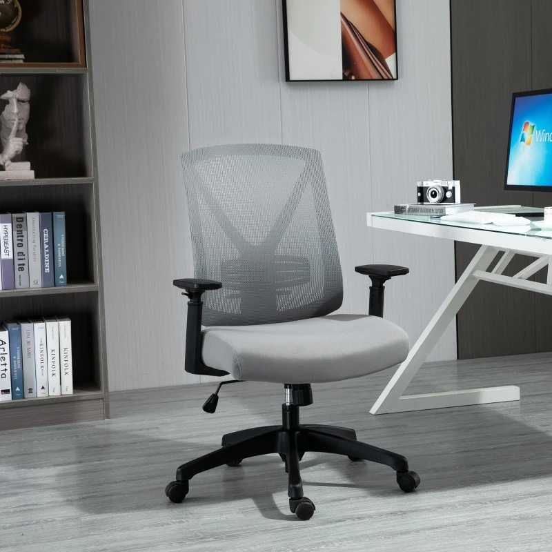 Vinsetto Ergonomic Mesh Office Chair with Lumbar Back Support, Swivel Rocking Computer Chair with Adjustable Height and Armrests for Home Office, Grey