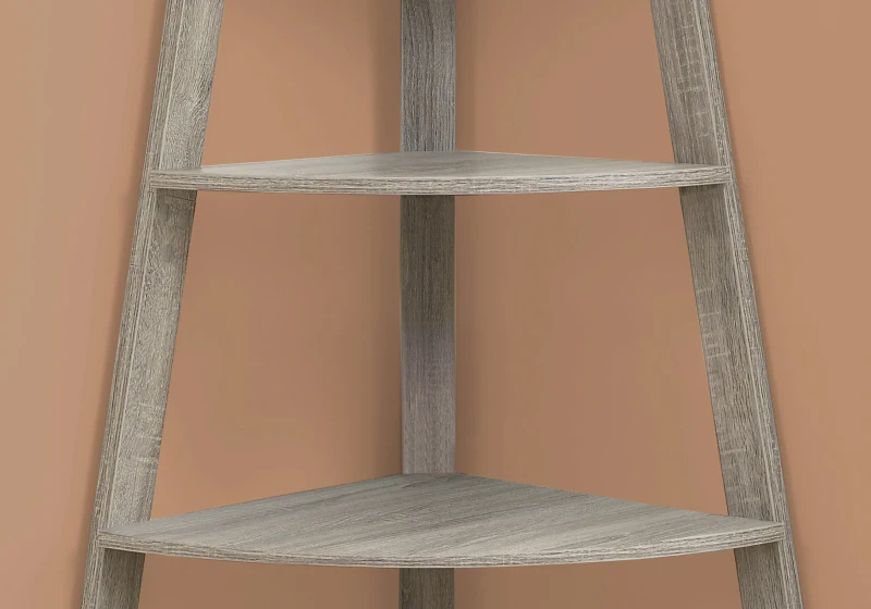 Monarch 60" Wood Grain-Look 5-Tier Corner Accent Display Bookcase - Dark Taupe Finish