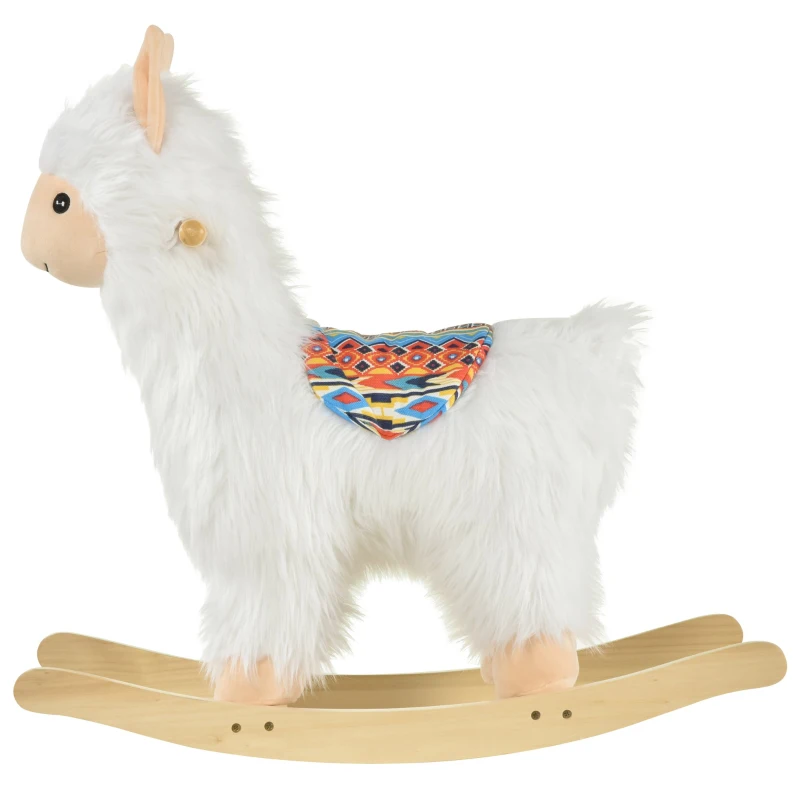 Qaba Kids Ride On Rocking Horse Sheep Style with Handle Grip Saddle Traditional Toy Gift for Children 18-36 Months Rocking Toy for Toddler White