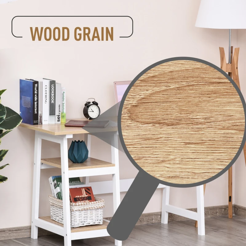 HOMCOM Computer Desk with Shelf Writing Table for Home  Office  Natural Wood Color