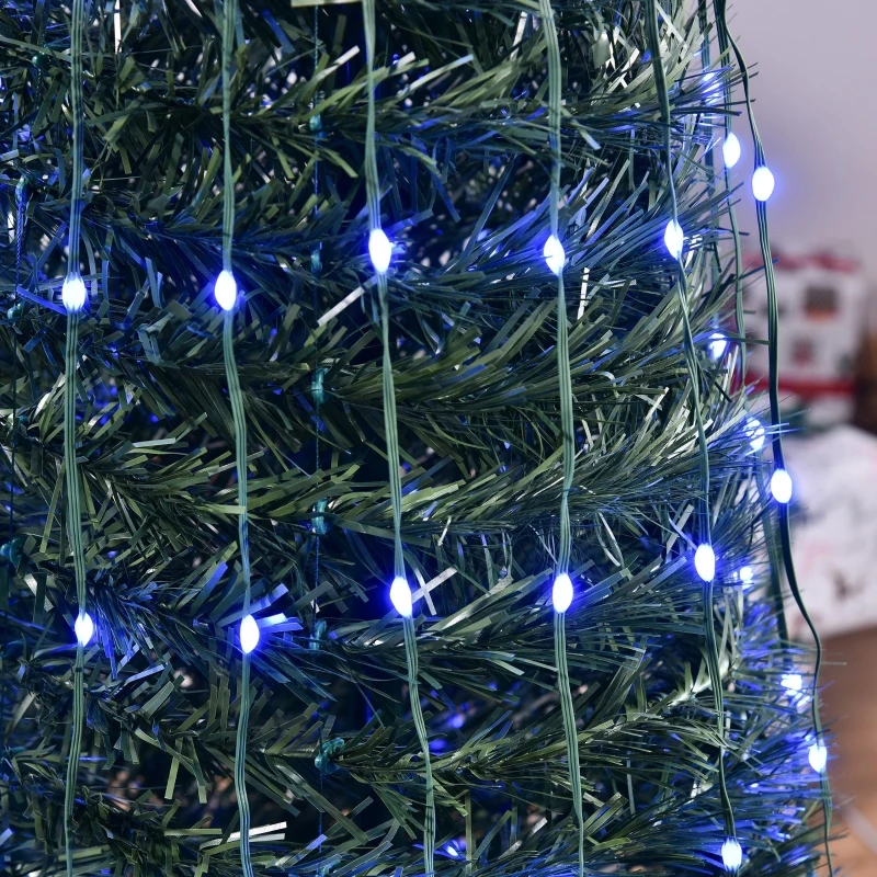 Outsunny 6ft Tall Pre-lit Slim Artificial Outdoor Christmas Tree Easy Assembly Pull Up Pop Out Yard Decoration with 304 Multi-Color LED Lights