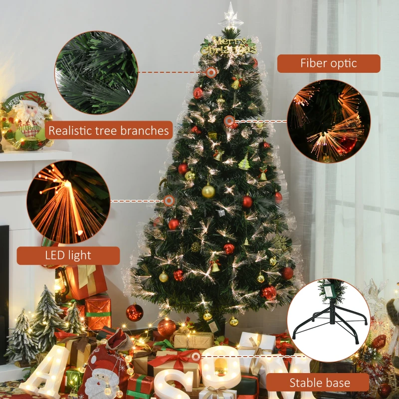 HOMCOM 5FT/1.5M Artificial Tree Multi-Colored Pre-Lit Holiday Christmas Decoration