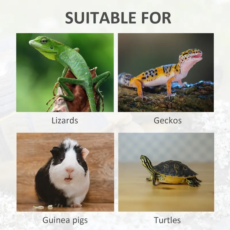 PawHut Wooden Reptile Cage with 3 Windows Slide-out Tray for Turtles, Lizards, Snakes