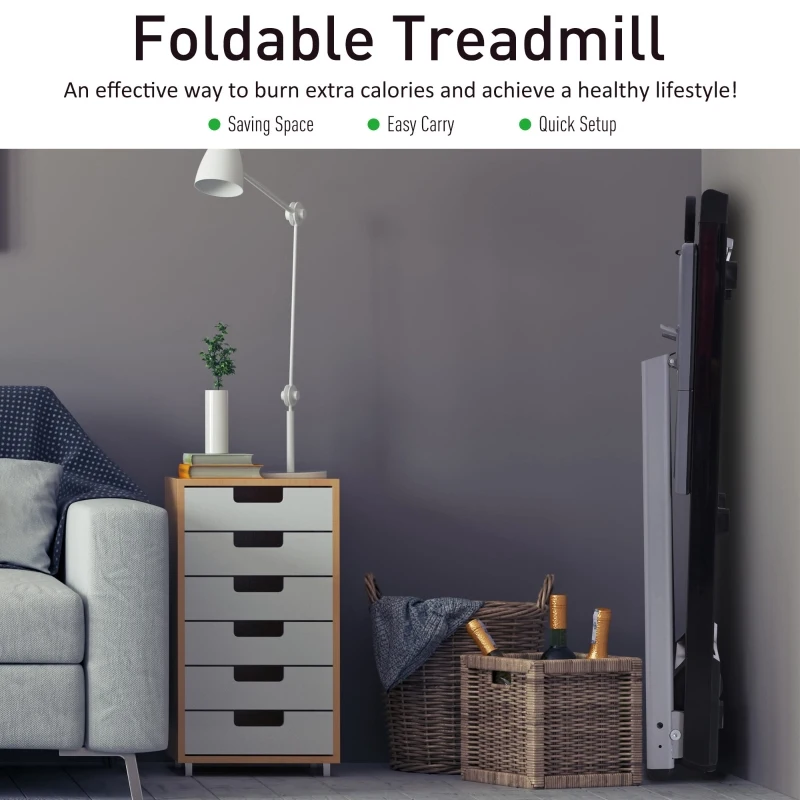 Soozier Foldable Electric Motorized Treadmill Running Machine with 12 Pre-Set Programs 7.5 MPH Max Speed LCD Display for Home Use - Black