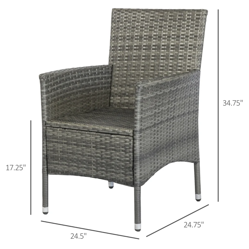 Outsunny 2 Piece Patio Armchair Wicker Chair Outdoor Modern PE Rattan w/ Cushion Grey