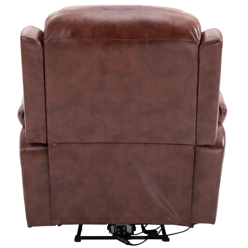 HOMCOM Vibration Massage Recliner Chair for Living Room with Heat,   Single Sofa, PU Leather Power Reclining Chair, Home Theater Seating with Footrest, Brown