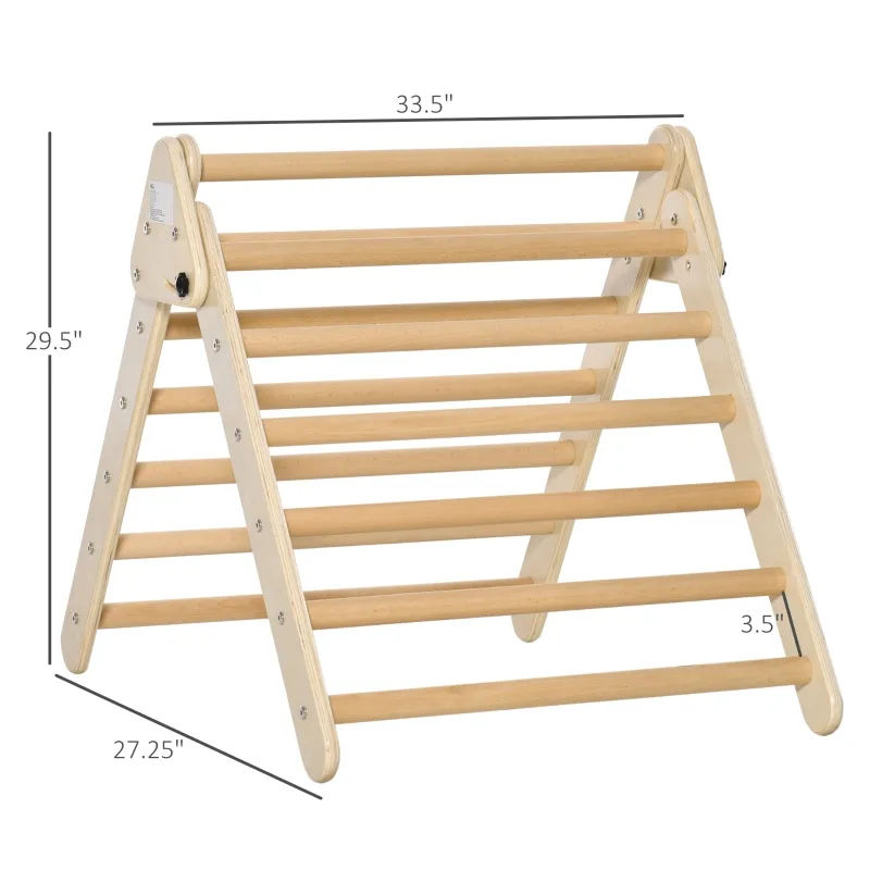 Qaba Triangle Ladder for Toddlers with Foldable Design for Easy Storage in Home Toddler Gym Space, Fine Motor Skills Toy