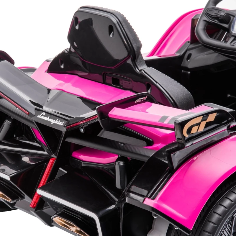 Aosom 12V Electric Ride-on Car, Licensed Lamborghini V12 Vision Gran Turismo Battery-Powered Ride-on Toy with Remote Control, Bluetooth, Music, LED Lights, for 3-6 Year Old Boys and Girls, Pink