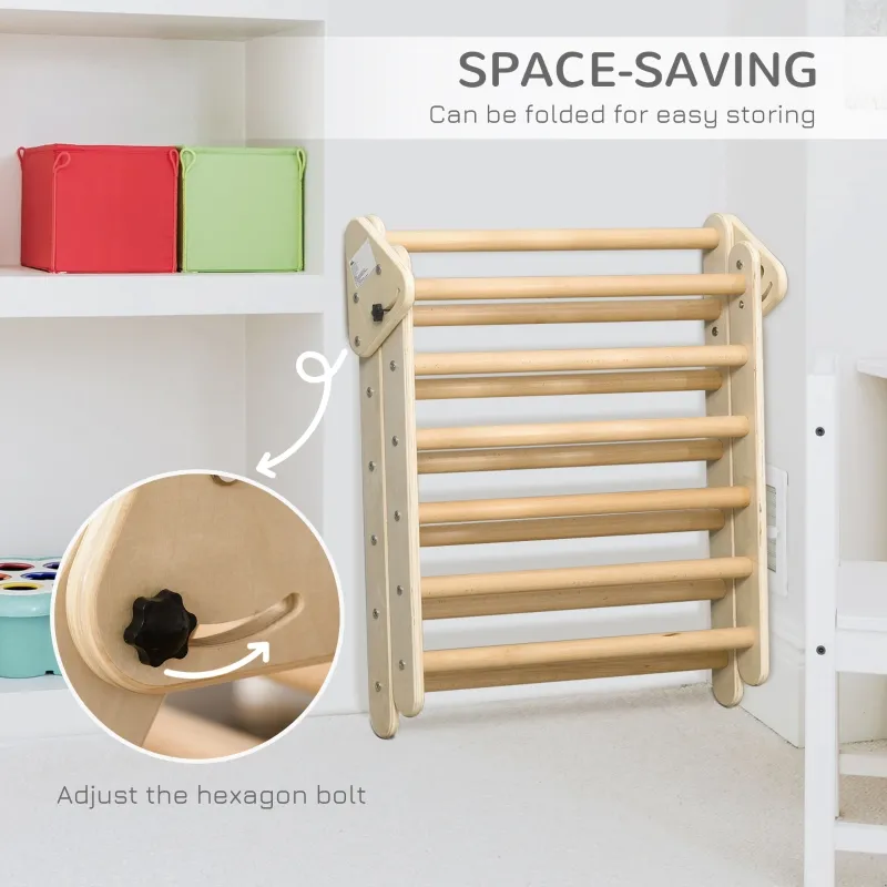 Qaba Triangle Ladder for Toddlers with Foldable Design for Easy Storage in Home Toddler Gym Space, Fine Motor Skills Toy