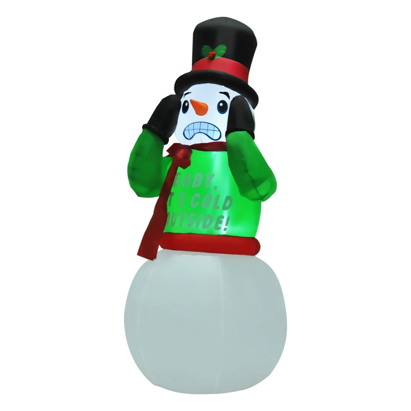 HOMCOM 7ft Christmas Inflatable Animated Shivering Snowman, Outdoor Blow-Up Yard Decoration with LED Lights Display