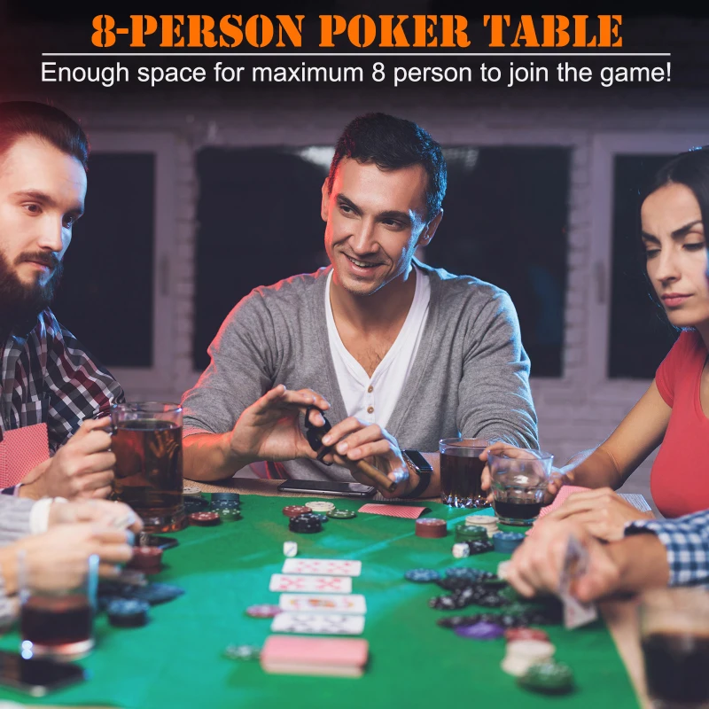 HOMCOM 48" Octagon Blackjack Poker Game Table Top Folding 8 Player Fit Various Desktop