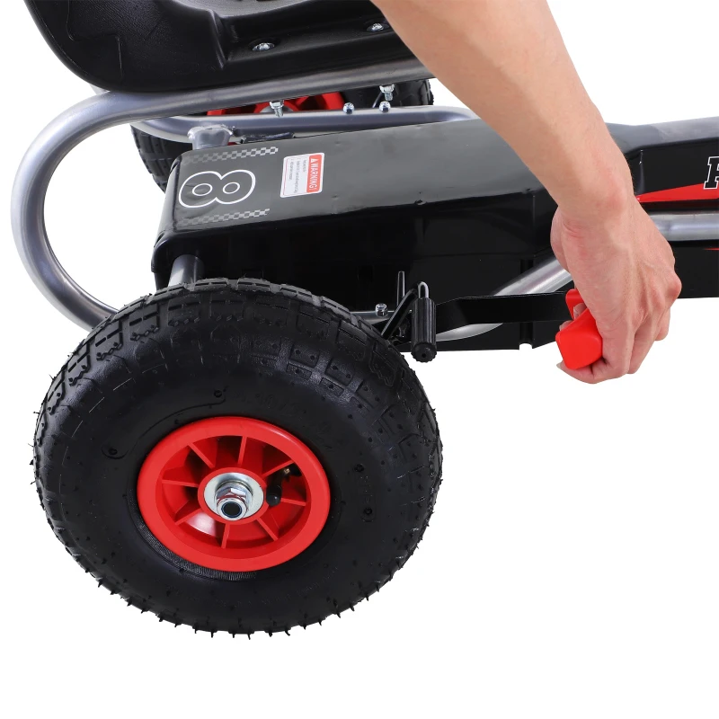 Aosom Pedal Go Kart, 4 Wheels Pedal Ride On for Boys & Girls with Rubber Wheels, Adjustable Seat & Sharp Handling - Red