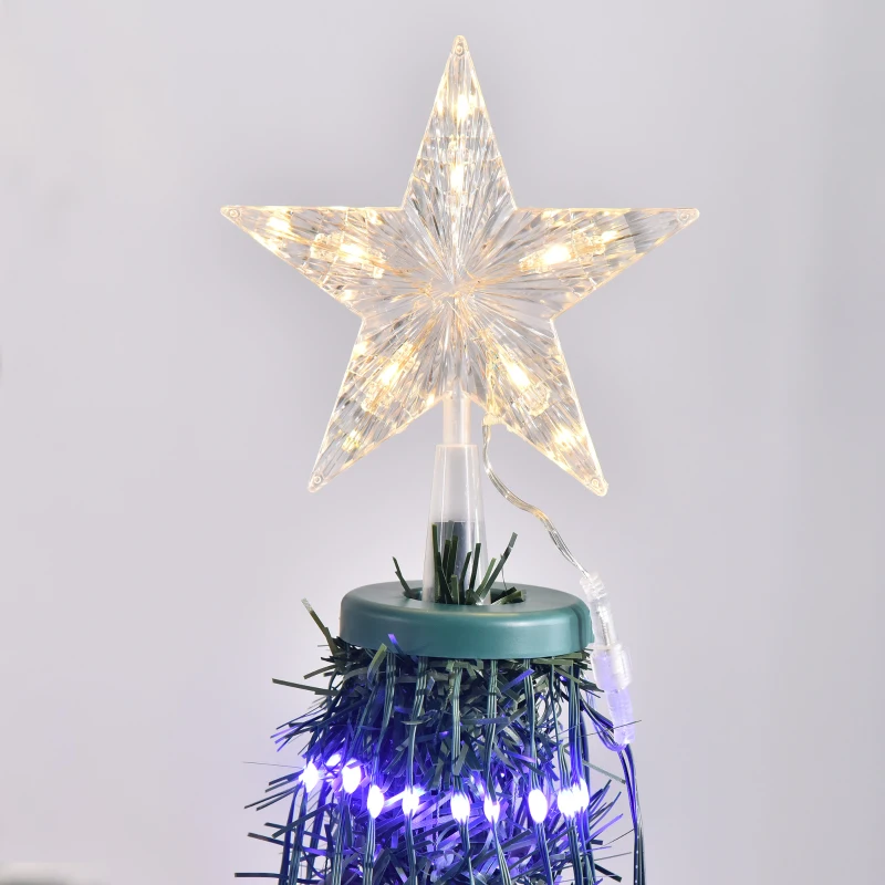Outsunny 5ft Tall Pre-lit Slim Artificial Outdoor Christmas Tree Easy Assembly Pull Up Pop Out Yard Decoration with 234 Multi-Color LED Lights