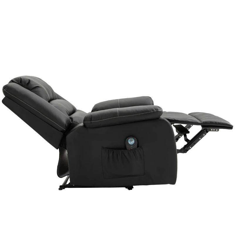 HOMCOM Vibrating Massage PU Leather Recliner Chair with Footrest, Remote Control, and 8 Massaging Points, Black