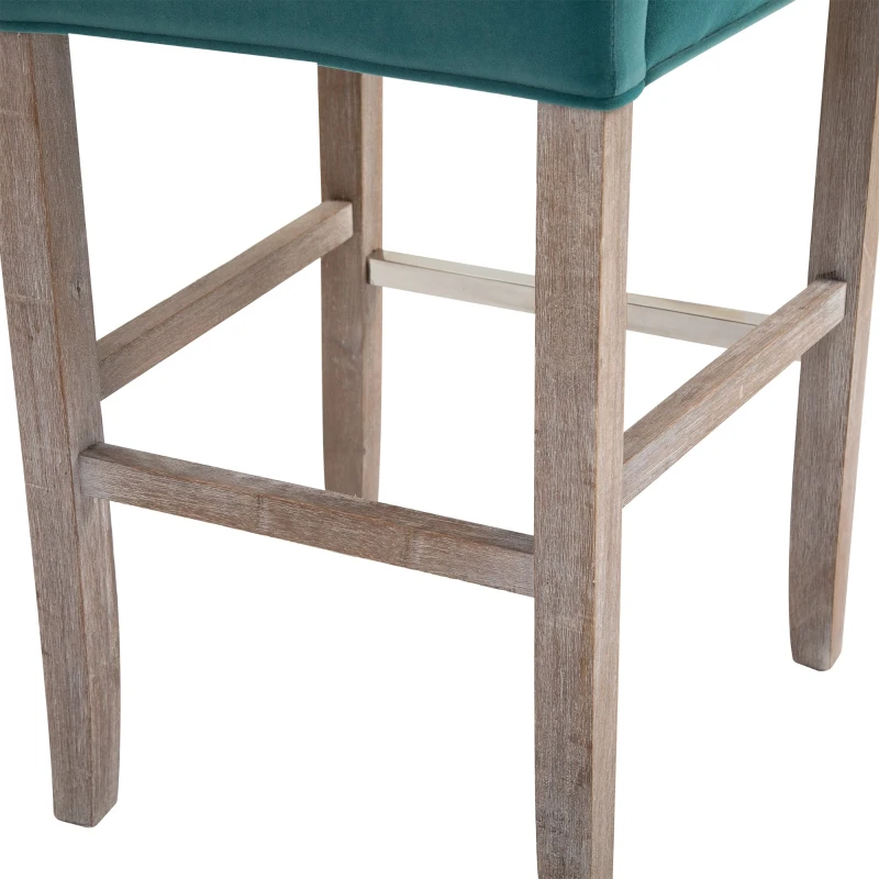 HOMCOM 2 Pieces Bar Chairs Modern Style Solid Square Frame with/ Footrest for Homeuse