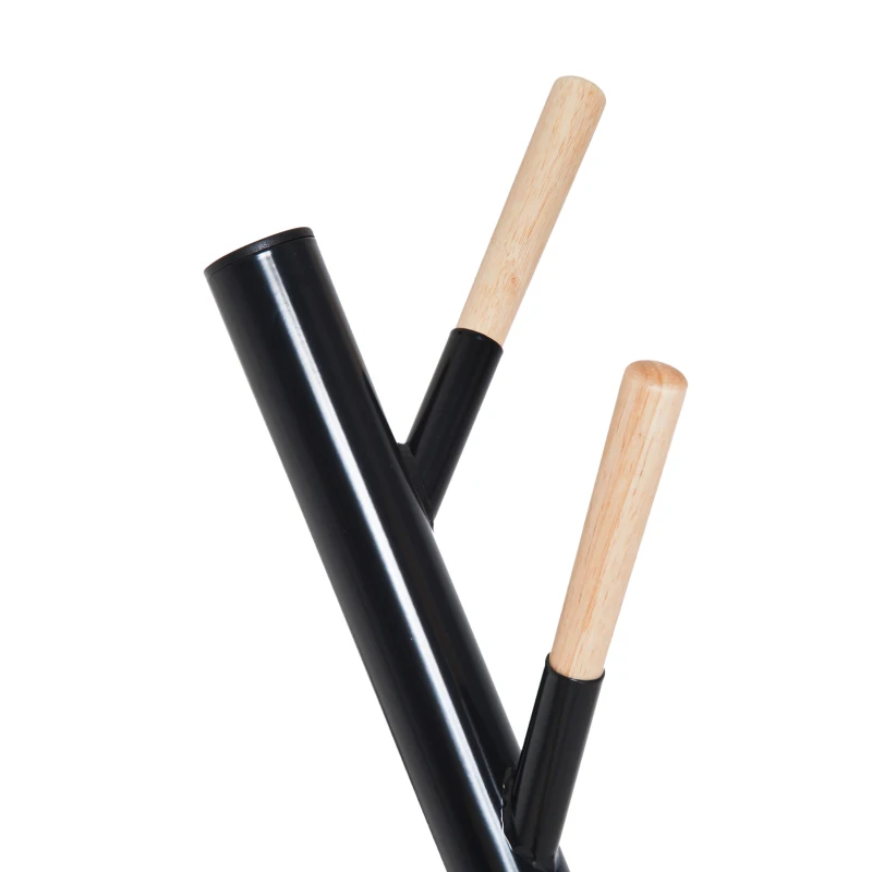 HOMCOM 69" Metal Freestanding Modern Tree Branch 6 Wooden Rack Coat Rack With Marble Base - Black